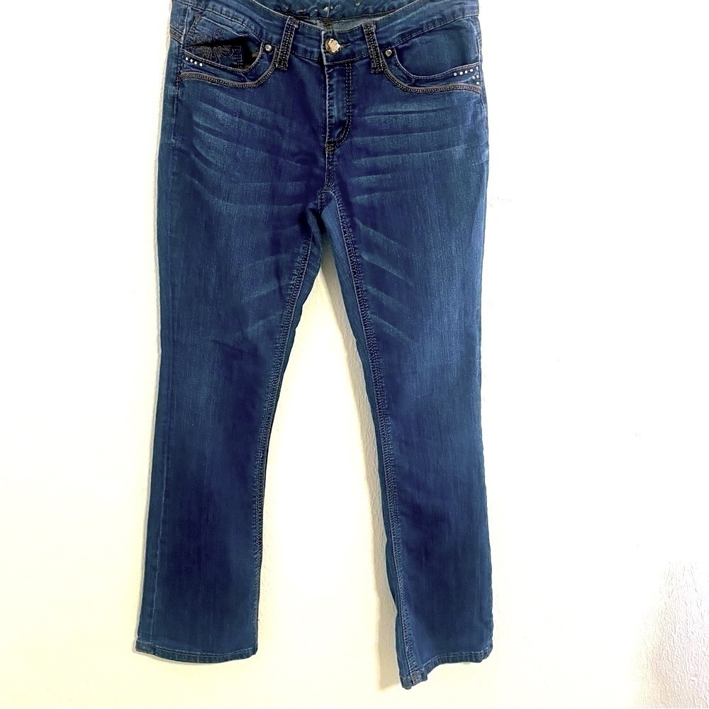 Seven7 Slim Boot Cut Sz 10 Women’s Jeans Rhinestones on Back Pockets